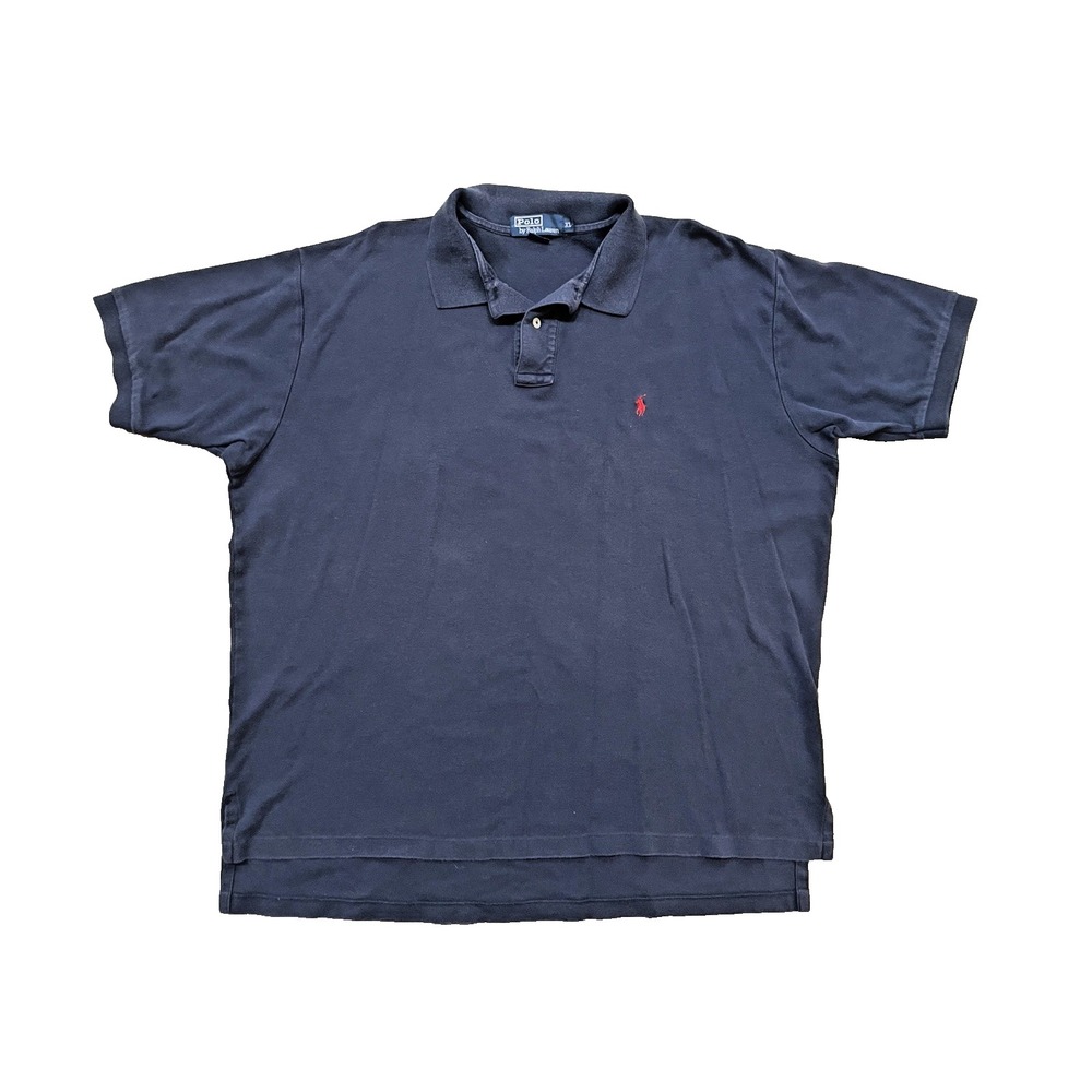 Vintage Polo Ralph Lauren Soft Cotton Golf Shirt Men's XL Navy‎ Red Pony Logo